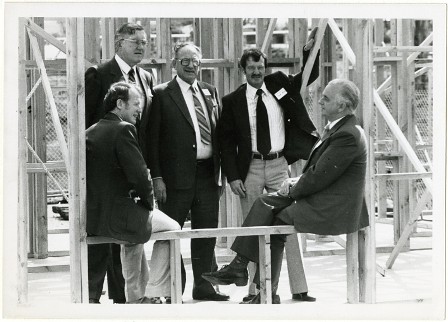 IMAGE - Photograph - AWDC - five men in house under construction c1981 - ARM 10.700.47