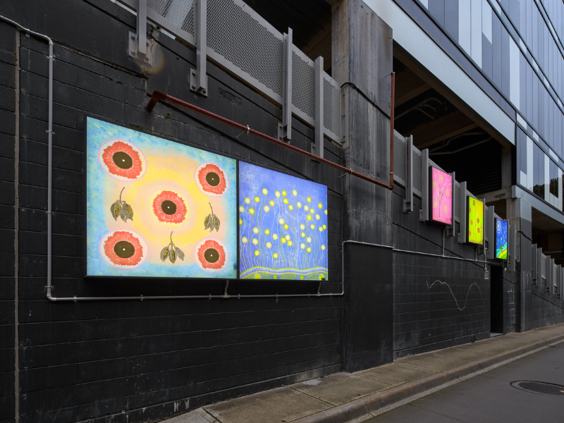 Installation view of Nan&rsquo;s Bush Tucker Stories, by Patricia Cerminara