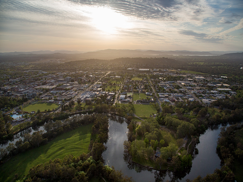 aerial view of Albury
