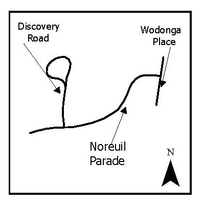 Discovery Road Map of location of proposed new road name