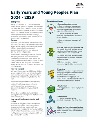 Early Years and Young Peoples Plan on a page