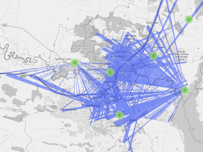LoRaWAN Network Beams Map showing our LoRaWAN Network Beams
