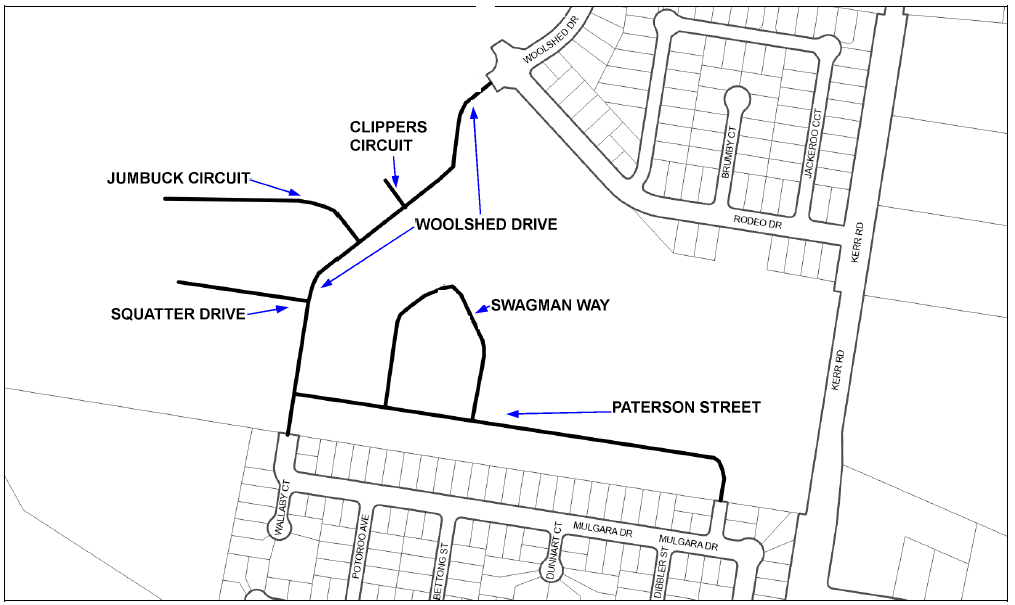 Woolshed estate road names
